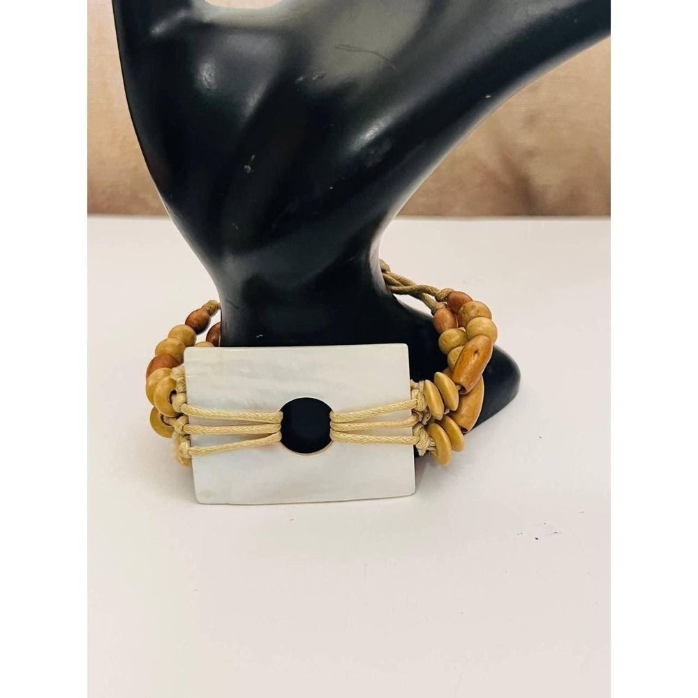 Boho Shell Bracelet‎ Adjustable 7–11 Inch Natural Wood Bead Jewelry